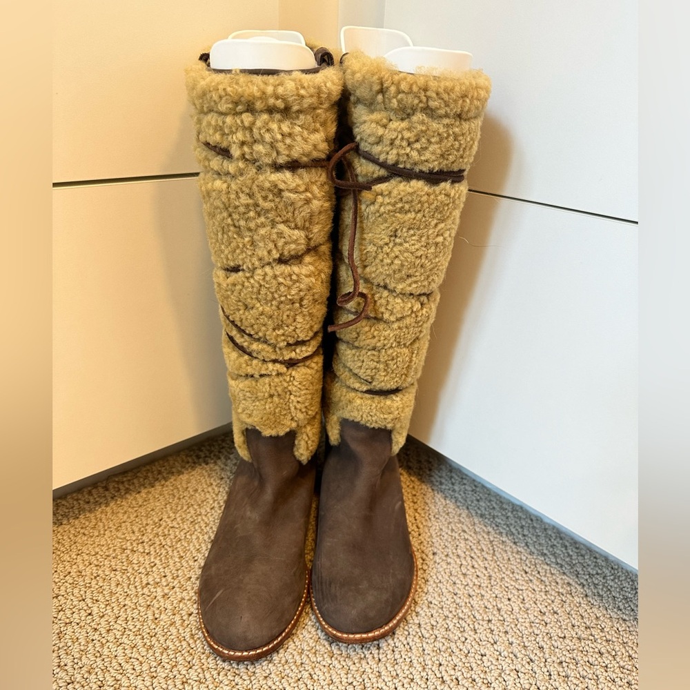 LIKE NEW Matt Bernson Alpenglow Shearling Fur Leather Tall Boots Women Size 7